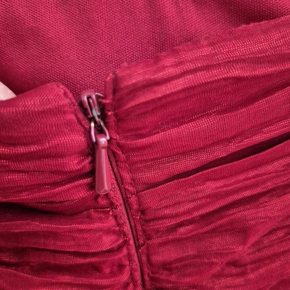 Red Ruched Cocktail Dress - Picture 6 of 12